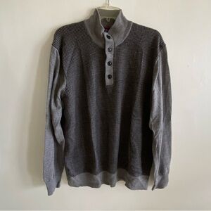 UNTUCKit Sweater Men's 2XL Gray 1/4 Button 100% Extra Fine Merino Wool